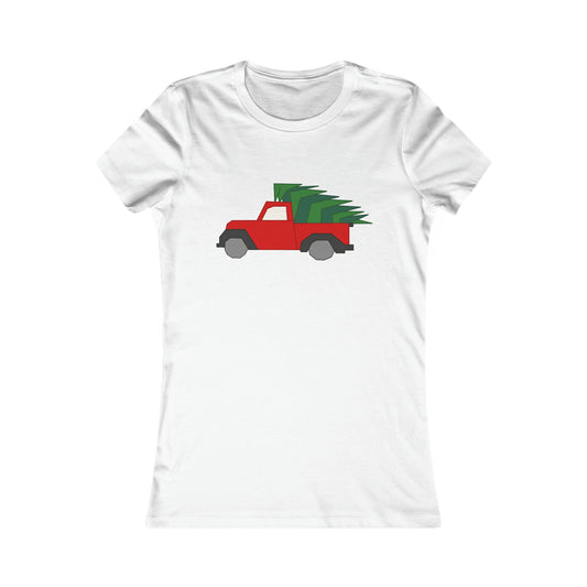 Little Red Christmas Truck Fitted Tee