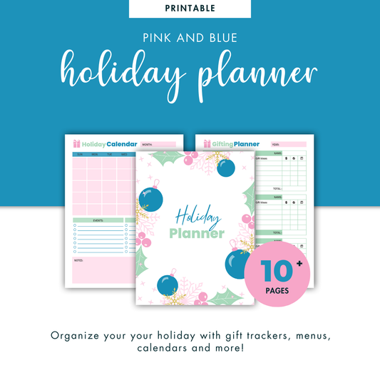 Holiday Planner PDF - Pink & Blue