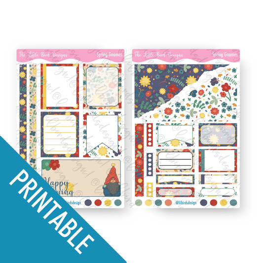 PRINTABLE - Spring Gnomes Passion Planner Daily Sticker Bundle
