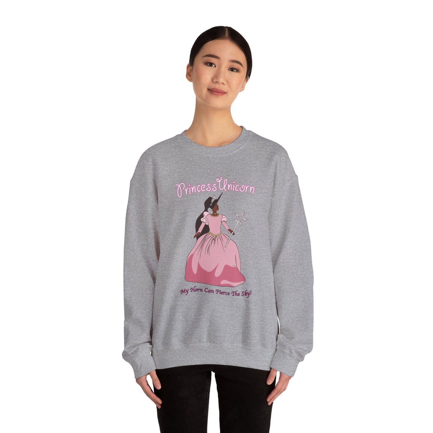 Black Princess Unicorn Heavy Blend™ Crewneck Sweatshirt