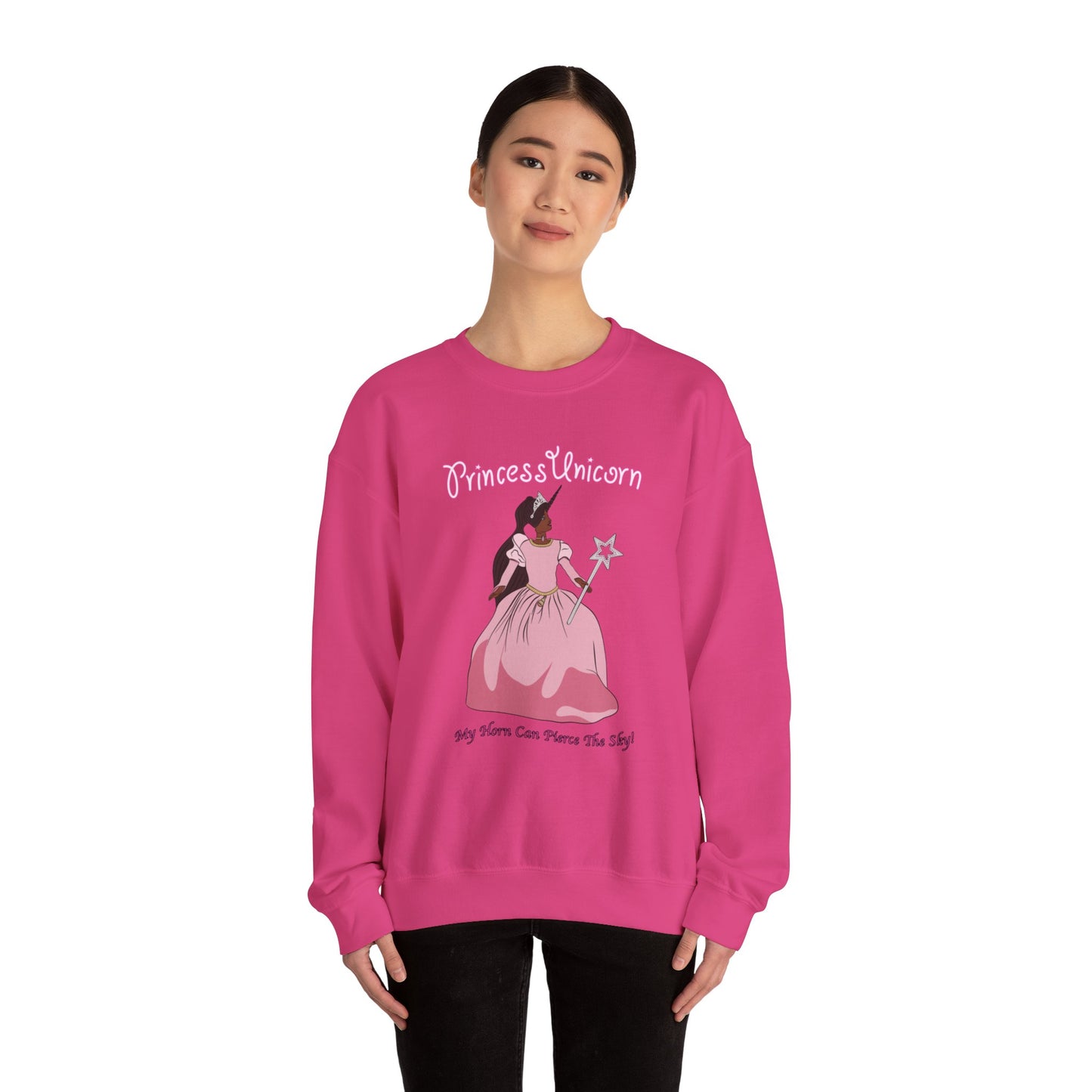 Black Princess Unicorn Heavy Blend™ Crewneck Sweatshirt