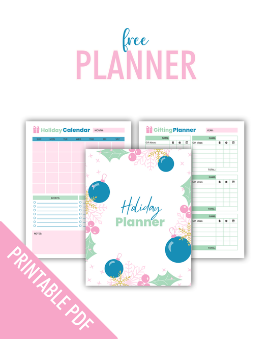 Printable - Holiday Planner PDF - Pink & Blue - Freebie