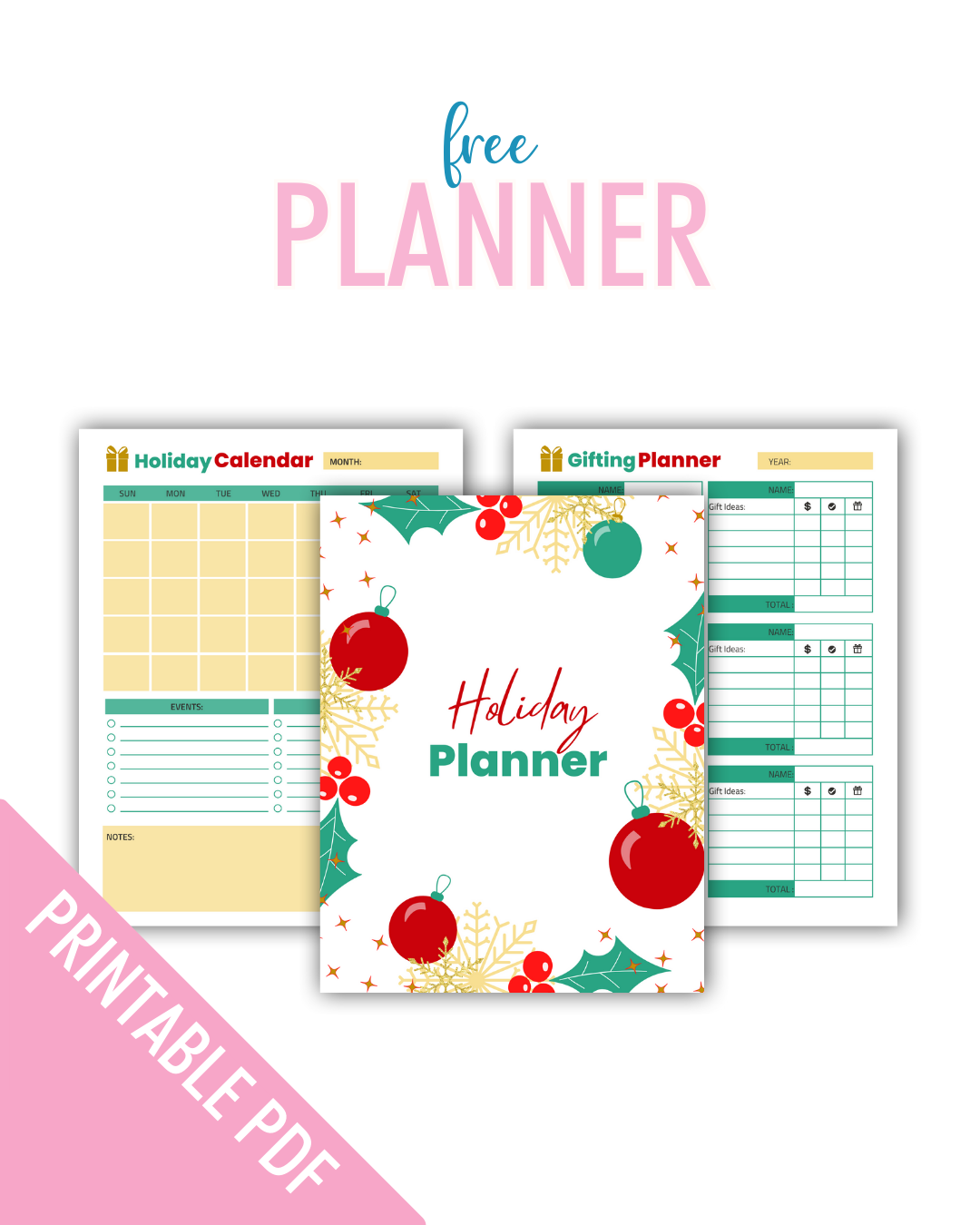 Printable - Holiday Planner PDF - Red & Green Version - Freebie