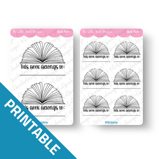 PRINTABLE - Book Plate Sticker Sheet