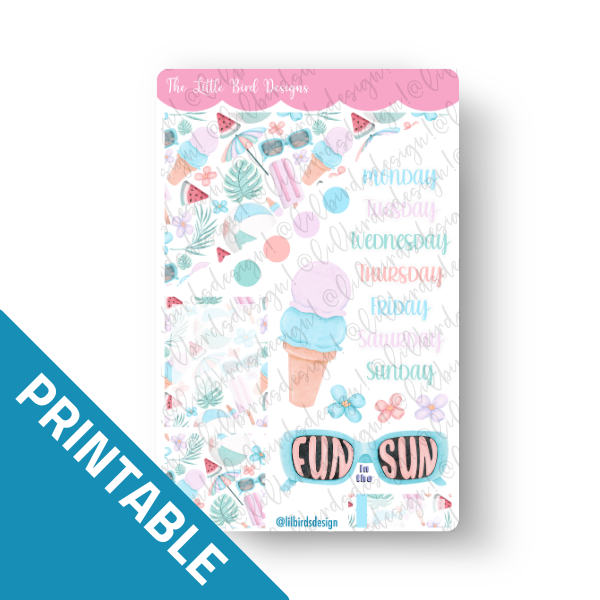 PRINTABLE - Cool Summer Weekly Sticker Sheet