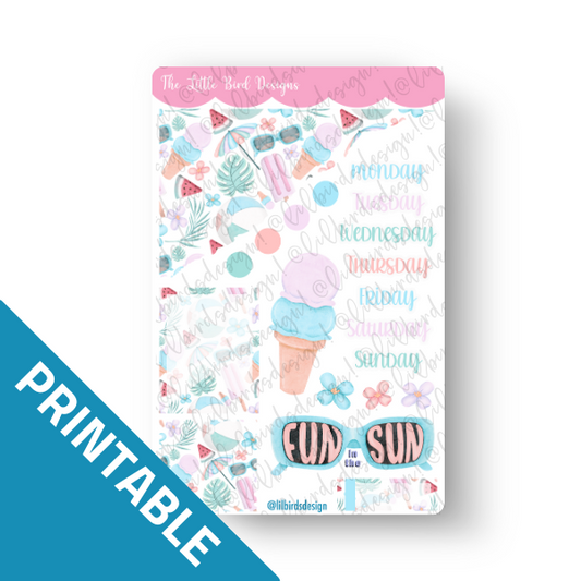 PRINTABLE - Cool Summer Weekly Sticker Sheet