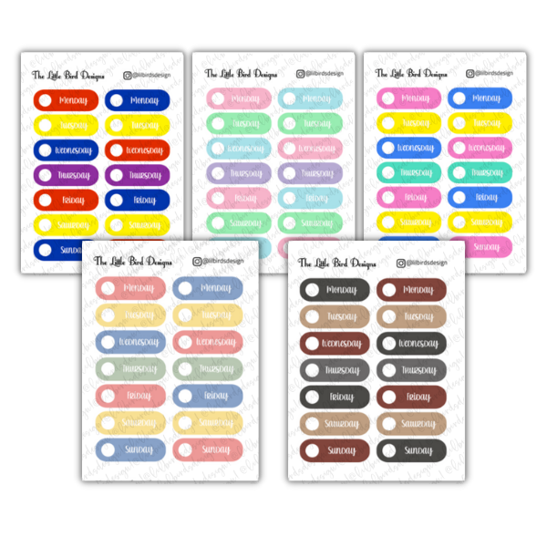 Daily Header - 2 Fonts - 2 Shapes - Sticker Sheets – The Little Bird ...