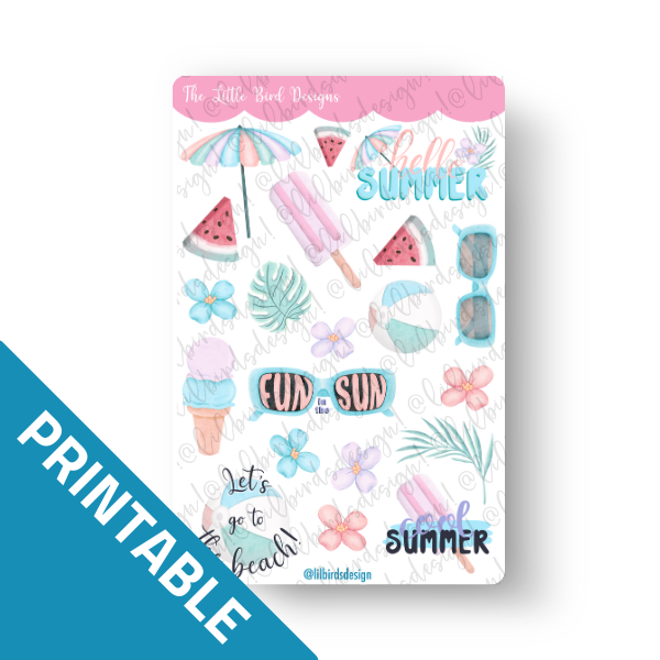 PRINTABLE - Cool Summer Sticker Sheets