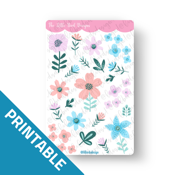 PRINTABLE - Summer Floral Sticker Sheets