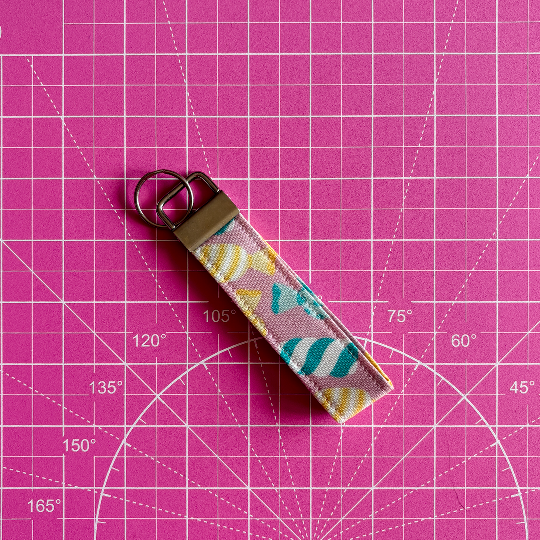 Mixed Sweets on Pink Keyfob