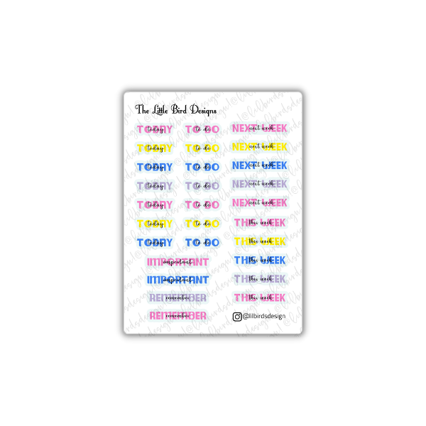 Important To-Do List Headers - Sticker Sheets