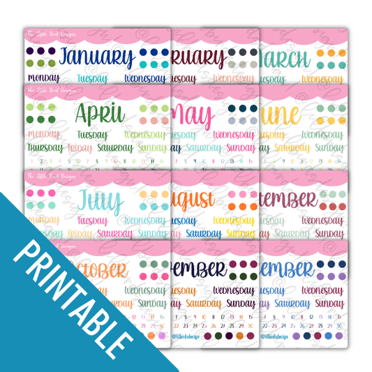 PRINTABLE - Monthly Basics - Fun Holidays Colours