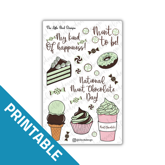 PRINTABLE - National Mint Chocolate Day Sticker Sheet