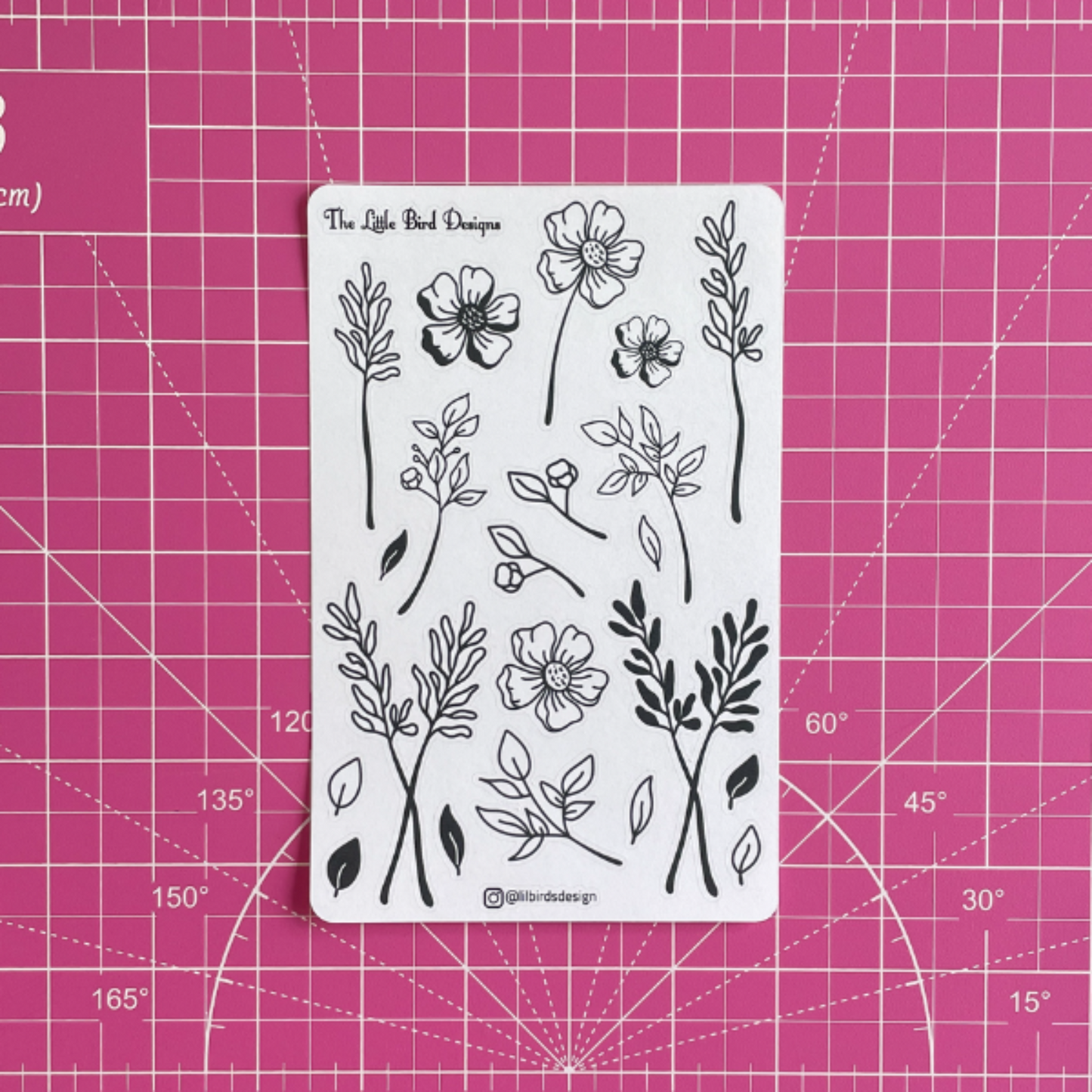 Black and White Floral Line Art – Passion Planner Daily – Sticker Bundle