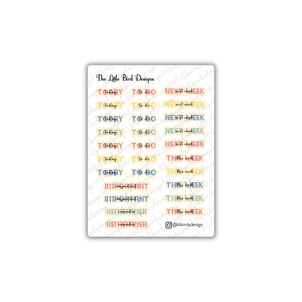 Important To-Do List Headers - Sticker Sheets
