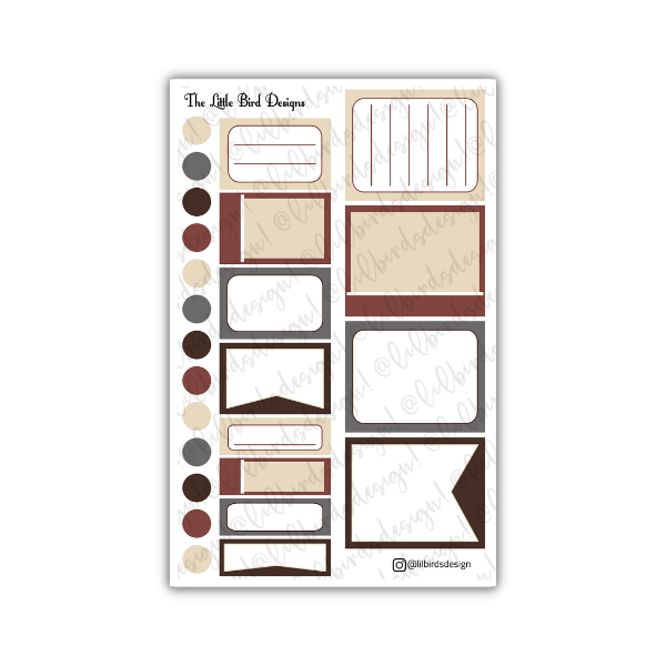 Shades of Brown - Functional Boxes Sticker Sheet