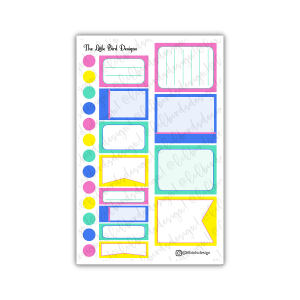 Neon Pastels - Functional Boxes Sticker Sheet