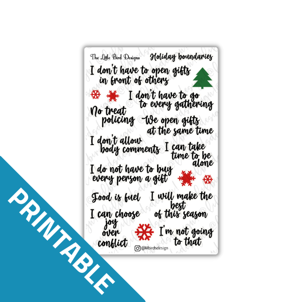 Printable Holiday Boundaries Sticker Sheet